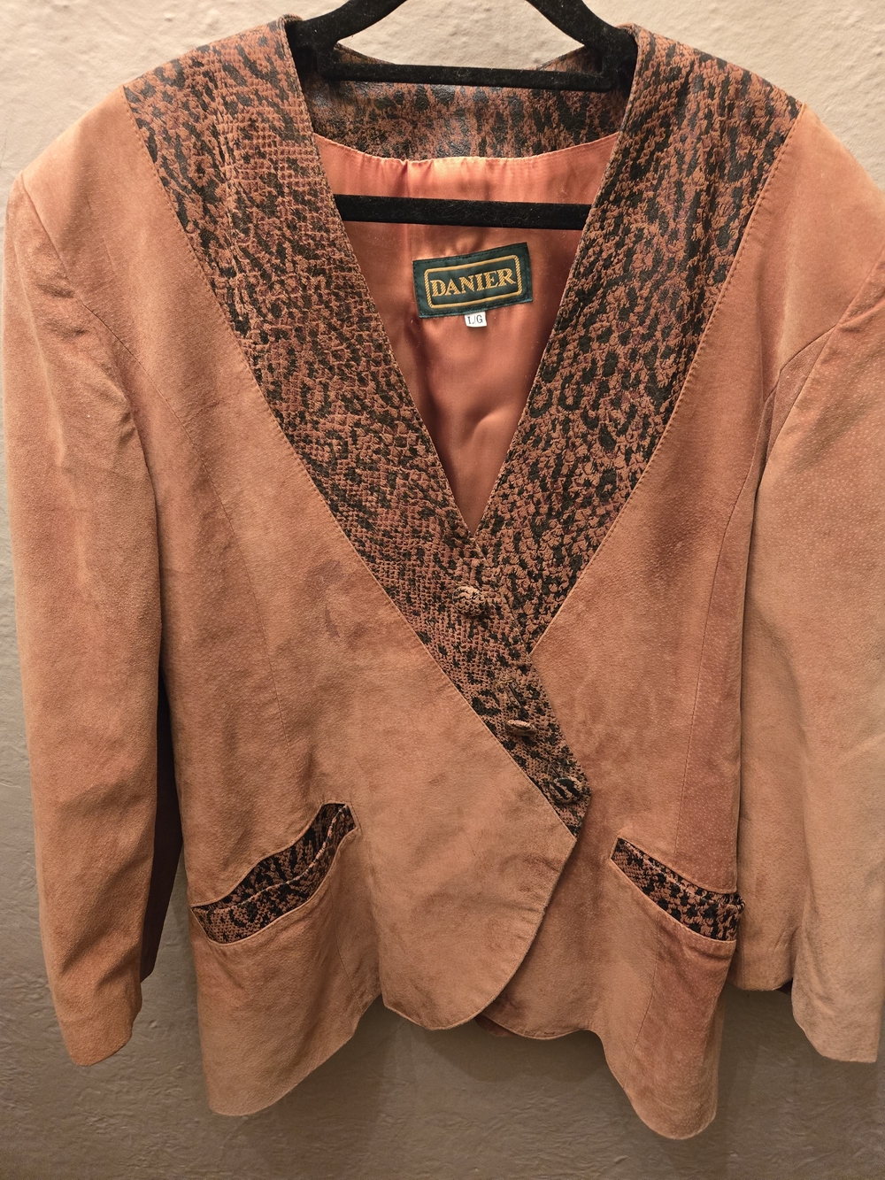 Vintage Danier Suede Leather Blazer Jacket LG Snake Print Western 90s - Picture 5 of 11